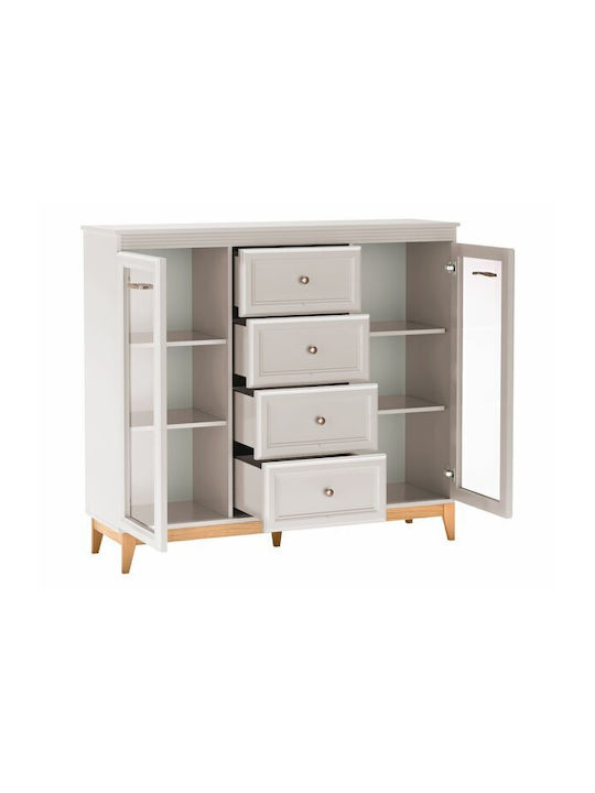 Sideboard Sonfera 106 made of Wood & Metal with Drawers Cashmere, Oak 41x41x142cm