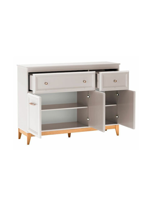 Sideboard Sonfera 100 made of Wood & Metal with Drawers Oak, Cashmere 41x41x136cm