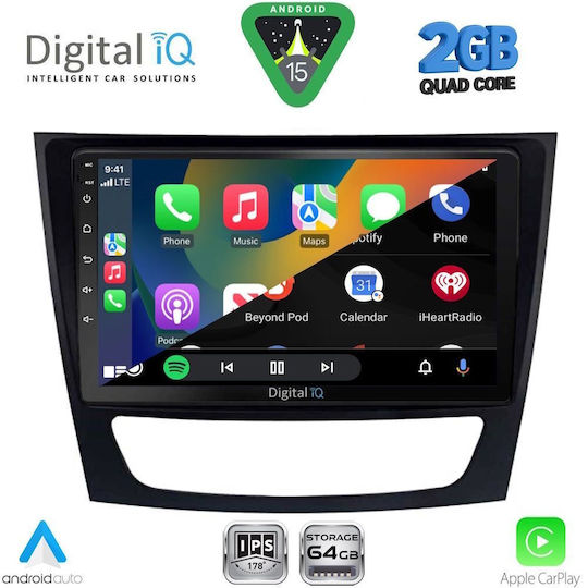 Digital IQ Auto-Audiosystem für Mercedes-Benz E Klasse / CLS Klasse 2003-2009 (Bluetooth/USB/WiFi/GPS/Apple-Carplay/Android-Auto) mit Touchscreen 9"