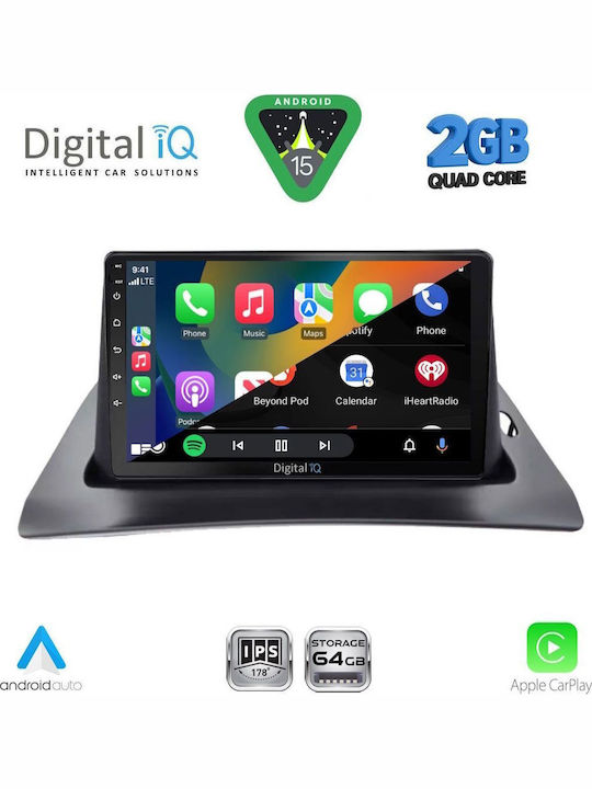 Digital IQ Car Audio System for Renault Kangoo 2010-2021 (Bluetooth/USB/WiFi/GPS/Apple-Carplay/Android-Auto) with Touch Screen 9"