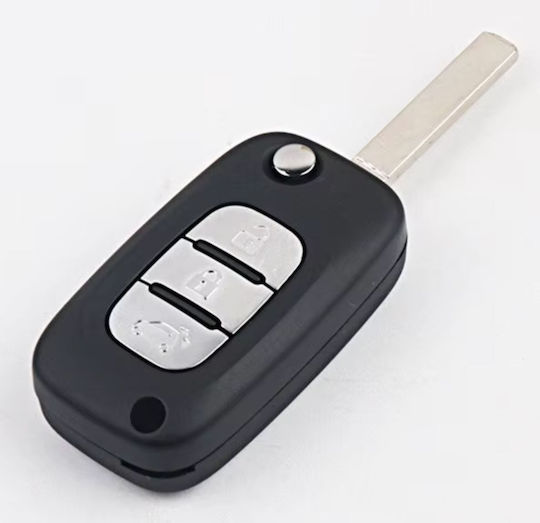 Techstar Folding Car Key Case Renault – 3 Buttons Compatible Clio Megane Kangoo Fluence