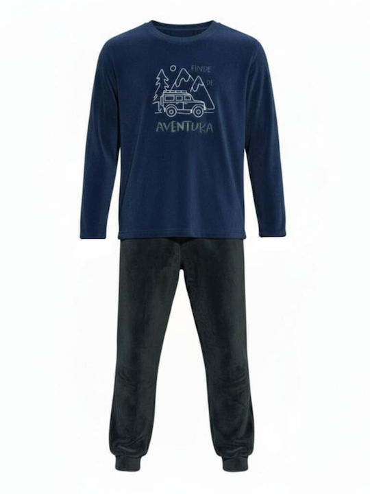 Dark Elephant Men's Winter Pajamas Set Blue/cypress
