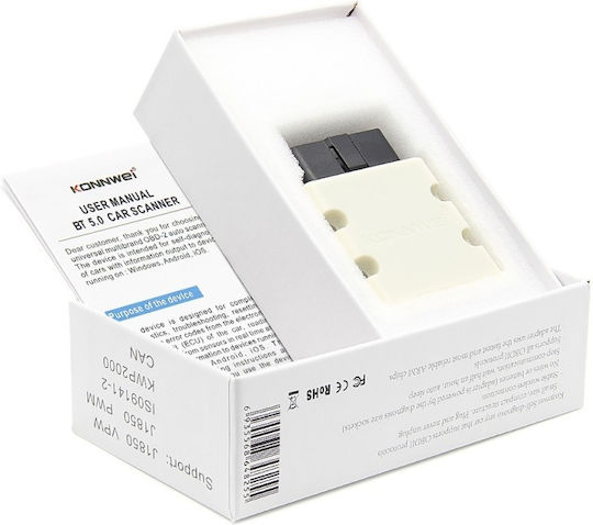 Car Diagnostic Scanning Tool Konnwei Kw902 Mini Elm327 Bluetooth 5.0 Obd2 Compatible Android Windows PC White