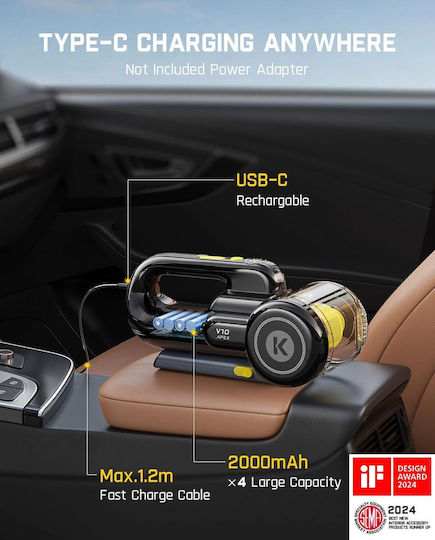 Fanttik Fold V10 Apex Pivot Car Handheld Vacuum Rechargeable 12V 130W