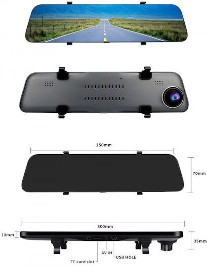 IPS 1440P Mirror Car DVR Set with Rear Camera, 12" Display
