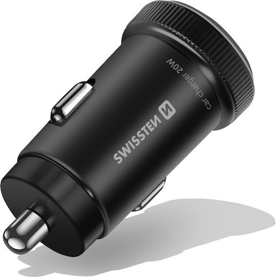 Swissten Handy-Autoladegerät Schnellladen 20w Usb-C Power Delivery Usb 3.0 Schwarz