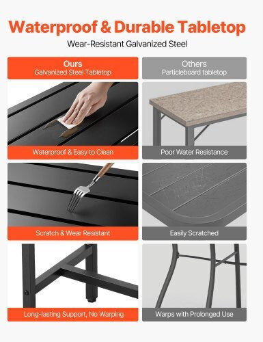 Outdoor Bar Free Standing Metal Table Bronze 100x37.5xcm