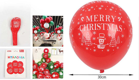 Christmas Balloons Merry Christmas 8 Pieces Red 30cm