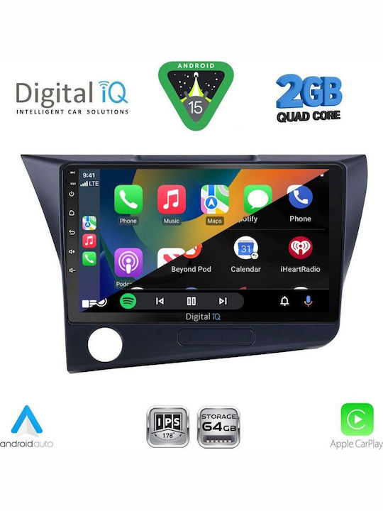 Digital IQ Car Audio System for Honda CR-Z 2010-2016 (Bluetooth/USB/WiFi/GPS/Apple-Carplay/Android-Auto) with Touch Screen 9"