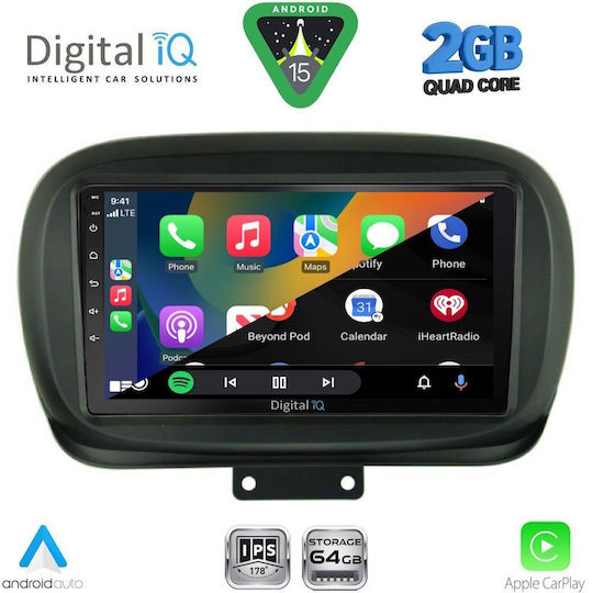 Digital IQ Car Audio System for Fiat 500X 2014 (Bluetooth/USB/WiFi/GPS/Apple-Carplay/Android-Auto) with Touch Screen 9"