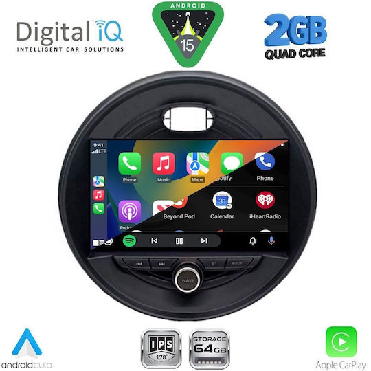Digital IQ Car Audio System for Mini Cooper / Clubman / Roadster / Countryman 2014 (Bluetooth/USB/WiFi/GPS/Apple-Carplay/Android-Auto) with Touch Screen 9"