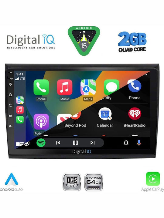 Digital IQ Car Audio System for Fiat Bravo 2007-2019 (Bluetooth/USB/WiFi/GPS/Apple-Carplay/Android-Auto) with Touch Screen 9"