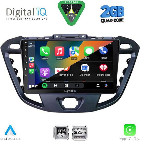 Digital IQ Ηχοσύστημα Αυτοκινήτου για Ford Transit Custom / Tourneo Custom 2013-2019 (Bluetooth/USB/WiFi/GPS/Apple-Carplay/Android-Auto) με Οθόνη Αφής 9"