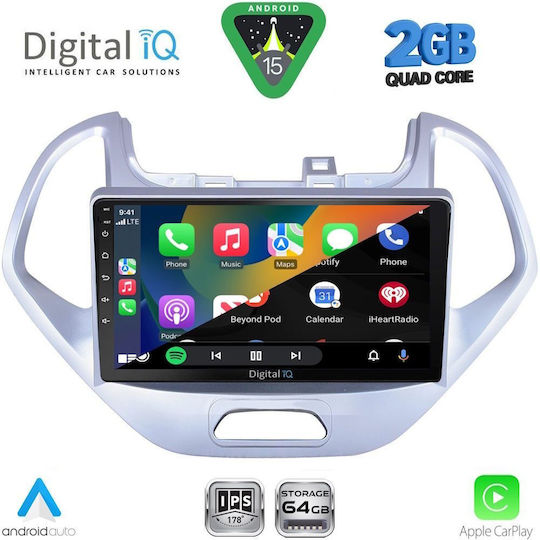 Digital IQ Car Audio System for Ford Ka 2017 (Bluetooth/USB/WiFi/GPS/Apple-Carplay/Android-Auto) with Touch Screen 9"
