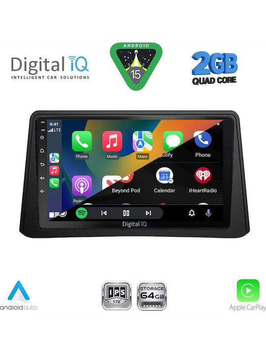 Digital IQ Car Audio System for Opel Mokka 2012-2015 (Bluetooth/USB/WiFi/GPS/Apple-Carplay/Android-Auto) with Touch Screen 9"