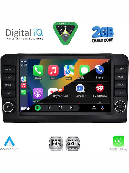 Digital IQ Car Audio System for Mercedes-Benz ML / GL Class 2005-2011 (Bluetooth/USB/WiFi/GPS/Apple-Carplay/Android-Auto) with Touch Screen 9"