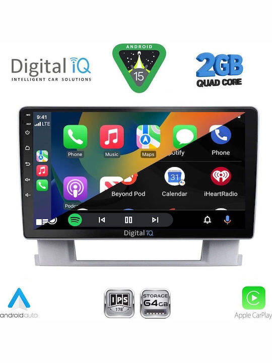 Digital IQ Car Audio System for Opel Astra 2010-2016 (Bluetooth/USB/WiFi/GPS/Apple-Carplay/Android-Auto) with Touch Screen 9"