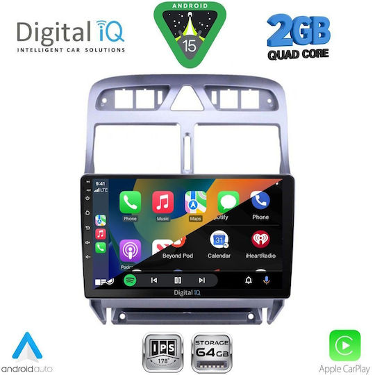 Digital IQ Car Audio System for Peugeot 307 2001-2008 (Bluetooth/USB/WiFi/GPS/Apple-Carplay/Android-Auto) with Touch Screen 9"