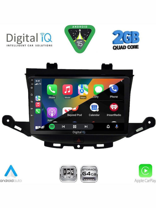Digital IQ Car Audio System for Opel Astra 2015-2022 (Bluetooth/USB/WiFi/GPS/Apple-Carplay/Android-Auto) with Touch Screen 9"