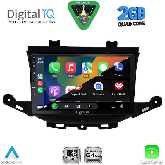 Digital IQ Car Audio System for Opel Astra 2015-2022 (Bluetooth/USB/WiFi/GPS/Apple-Carplay/Android-Auto) with Touch Screen 9"