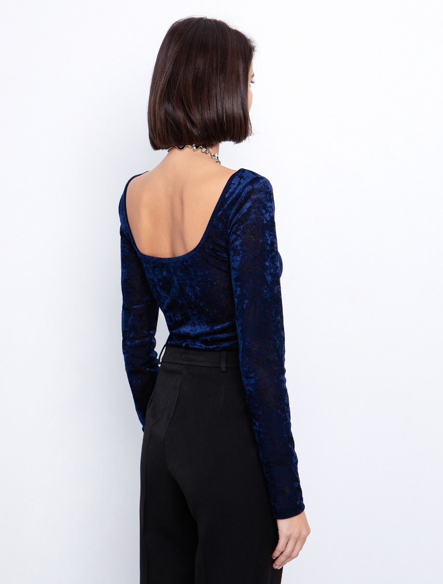 Blouse Tunique En Velours Kaki – Made In Italy – Taille Unique Occasion Très Bon état