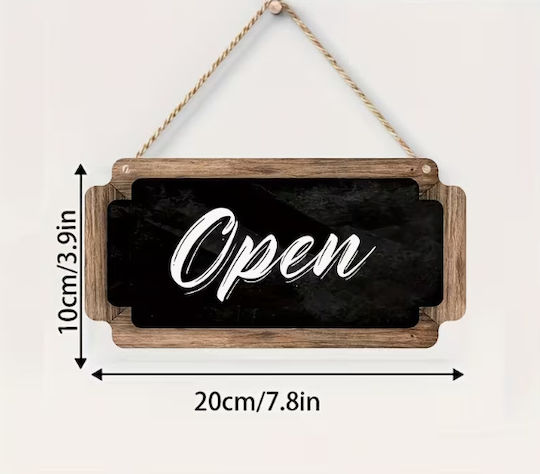 Ξύλινη Επιγραφή Διπλής Όψης Open Closed