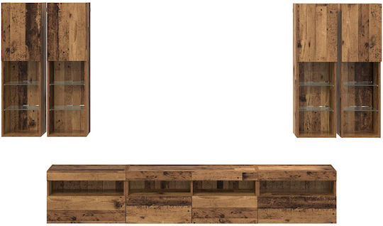 Unitate TV pentru sufragerie Old Wood cu iluminare L100xA30xÎ40cm