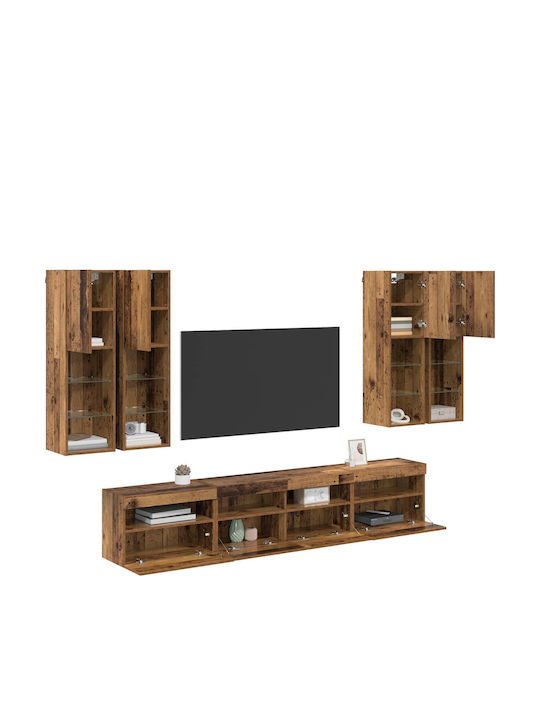 Living Room TV Unit with Lighting Old Wood L100xW30xH40cm