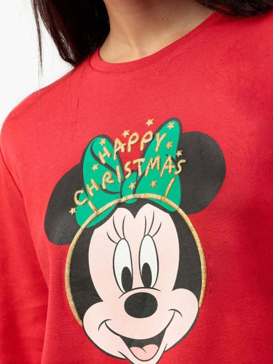 Disney Set Pijamale pentru Femei Red Happy Christmas