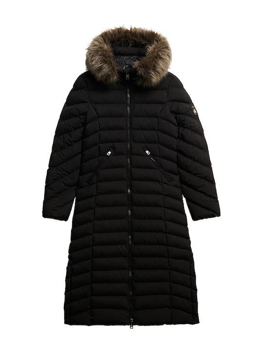 Ovin Fuji Lungă Jachetă de femei Puffer Negru