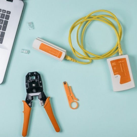 Tester De Cabluri Rj45/rj11 Set 18 Piese Clește De Sertizare Dezizolator De Fire Unealtă Krone Conectori Șurubelnițe Inclus Geantă Multicolor
