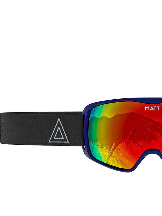 Matt Ski- & Snowboardbrille Erwachsene Blau mit Linse in Blau Farbe