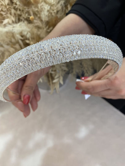 «Effortless» Stylish Headpiece Unique Design Fully Decorated With Brilliant Zircons