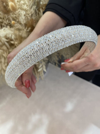 «Effortless» Stylish Headpiece Unique Design Fully Decorated With Brilliant Zircons