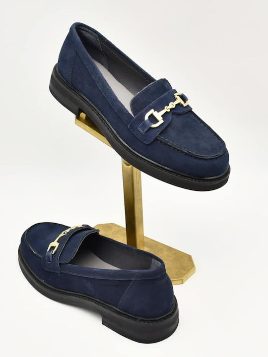 Δερμάτινα Γυναικεία Loafers σε Μπλε Χρώμα