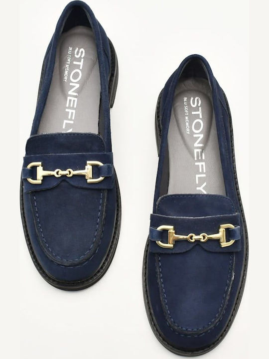 Δερμάτινα Γυναικεία Loafers σε Μπλε Χρώμα