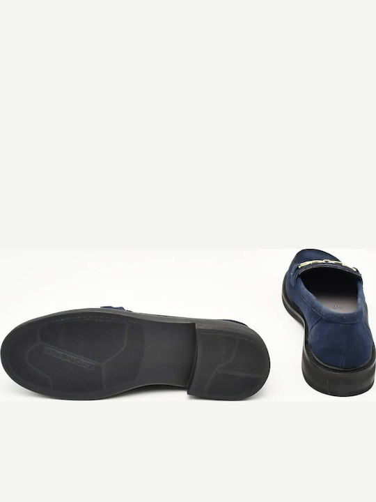Δερμάτινα Γυναικεία Loafers σε Μπλε Χρώμα