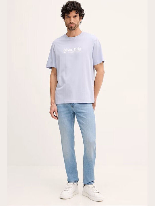 Ανδρικό Παντελόνι Τζιν Ελαστικό με Slim Tapered Εφαρμογή Μπλε