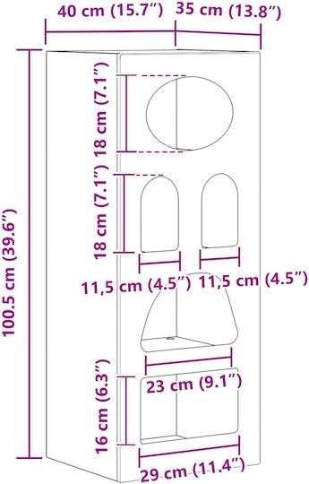 Cabinet Storage Wooden L40xW35xH100.5cm