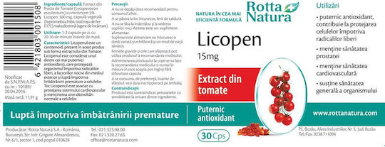 Lycopene 15mg Rotta Natura 30 Capsule