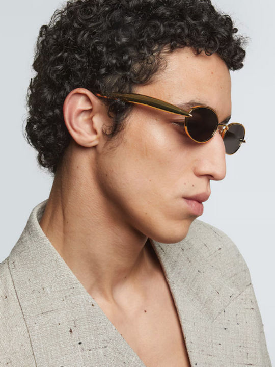 Bottega Veneta Unisex Sunglasses with Gold Metal Frame and Black Lens BV1386S 001