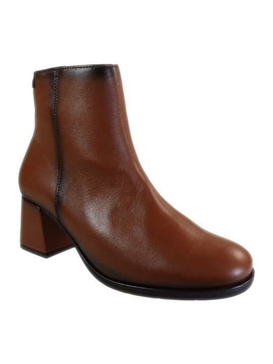 Leather Women's Ankle Boots Tabac Brown