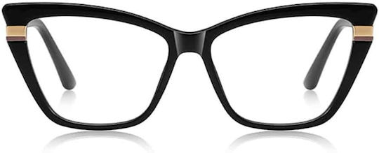 Techsuit Anti-Blue Light Glasses Reflex PC 2271 Women Rectangle TR90 & Metal Frame AC Lens Black