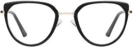 Techsuit Anti-Blue Light Glasses Reflex PC 82290 Women Cat Eye TR90 & Metal Frame AC Lens Gold Black