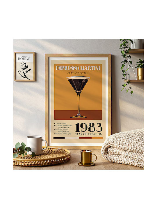 Poster Vintage Espresso Martini Classic Cocktail Pst25373 21cm X 30cm Λευκό Κάδρο Pvc