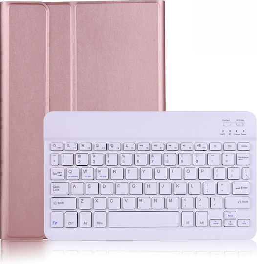 Sleeve Leather Flip Cover Δερμάτινη με Πληκτρολόγιο στα Αγγλικά US Ροζ Χρυσή (Galaxy Tab A7 2020/2022)