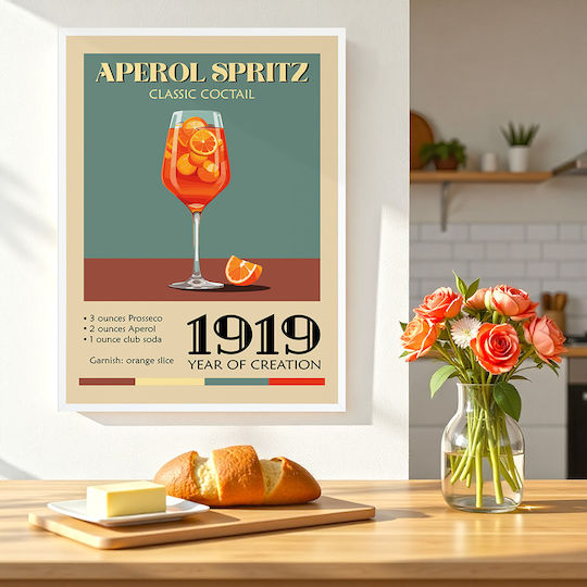 Vintage Poster Aperol Spritz Klassischer Cocktail Pst25374 21cm x 30cm Weißer Kunststoffrahmen