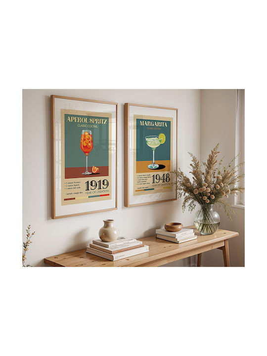 Poster Vintage Aperol Spritz Classic Cocktail Pst25374 50cm X 70cm Frame Dark Natural Wood Brown