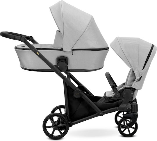 Kunert Brav Duo 3 in 1 Verstellbar Doppelter Kinderwagen Geeignet für Neugeborene Black 11.6kg