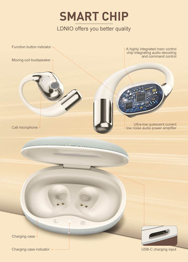 Ldnio T11 Open Ear Bluetooth Handsfree Ακουστικά με Αντοχή στον Ιδρώτα και Θήκη Φόρτισης Μαύρα